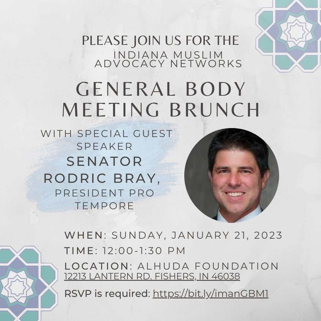Join us for our General Body Meeting! Senator Rodric Bray, President Pro Tempore, will join us as our guest speaker. 

We also plan to have a brunch available, so please invite your family and friends, come hungry, and RSVP :) 

Registration is mandatory. 
bit.ly/imanGBM1