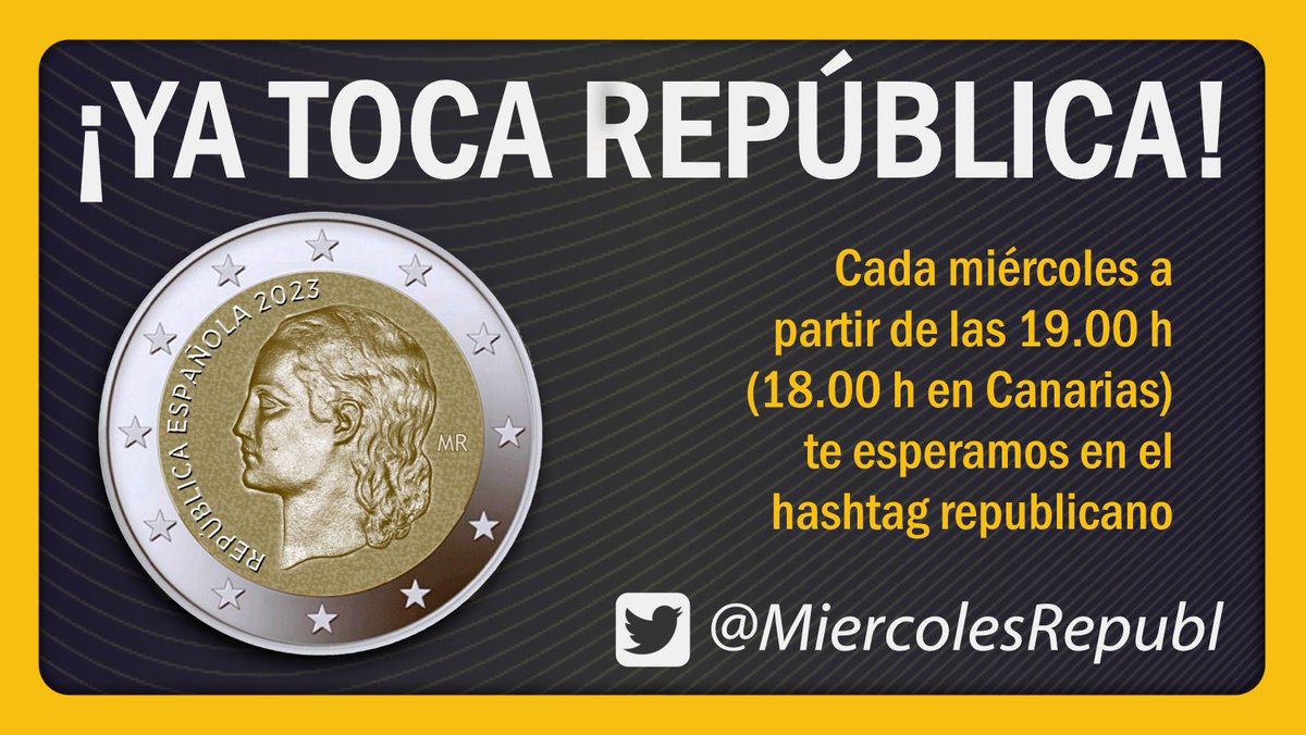 MiercolesRepubl's tweet photo. 🌿 Participa los miércoles a partir de las 19.00 h (18.00 h en Canarias) en nuestro hashtag por la III República 😊 

⭐️ Feliz 2023 ⭐️ https://t.co/JATB4AT7qJ