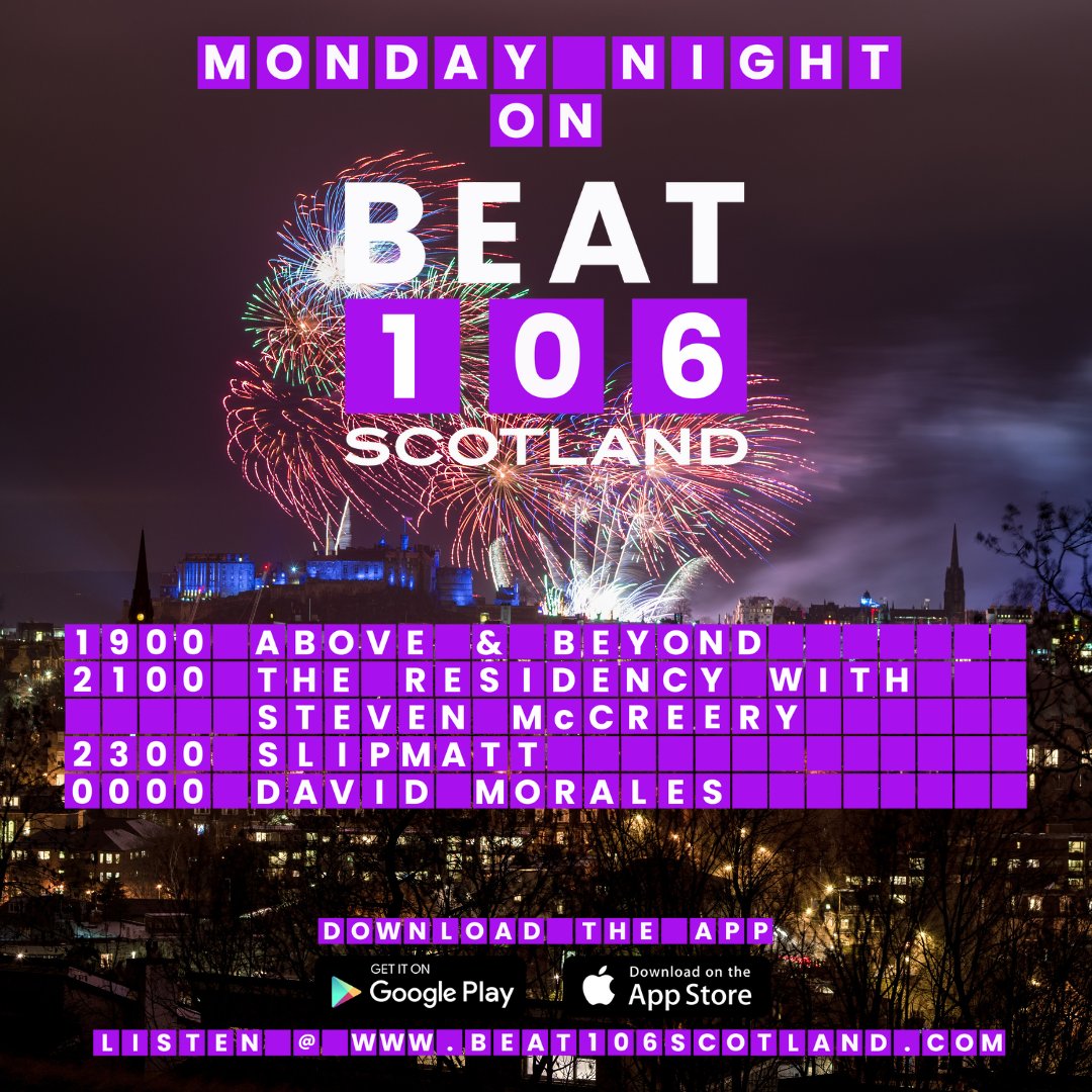 Into day 2 of 2023 then... The Best Dance Anthems All Day and STILL The Best Dance DJs All Night. At <a href="/beat106scotland/">Beat 106 Scotland  www.beat106scotland.com</a> we're here for you !

NOW - The Best Dance Anthems All Day.
7pm - <a href="/aboveandbeyond/">Above & Beyond</a>
9pm - The Residency with <a href="/Steven_McCreery/">Mick Reery</a> with a guest mix from Alan Dobson.