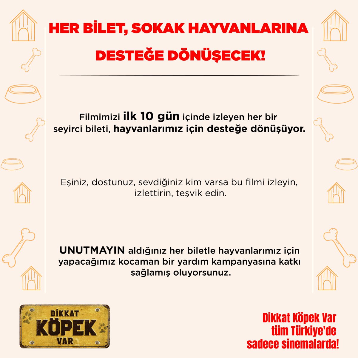 filmdkv's tweet photo. Her bilet, sokak hayvanlarına destek 🤩
Siz de filmimizi ilk 10 günde izleyin ve hayvan dostlarımıza yardım kampanyasına destek olun! 🎟

#DikkatKöpekVar tüm Türkiye'de sadece sinemalarda! https://t.co/pvzC0kCyX6