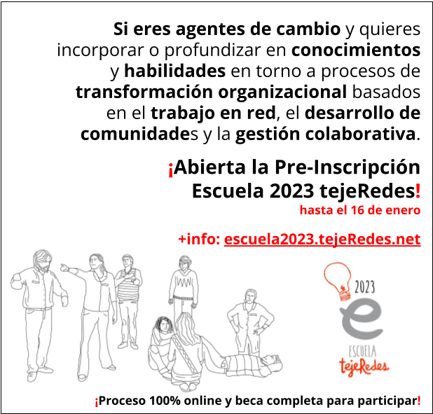 tejeRedes's tweet photo. 🗣️ Está abierta Pre-Inscripción de Escuela 2023 tejeRedes 

🏫 +info y preinscripción: https://t.co/Wpw3Zl8sXD 
 
📺 ​Inspírate: https://t.co/WkzfVy2Frx https://t.co/kA3pQr8hfp