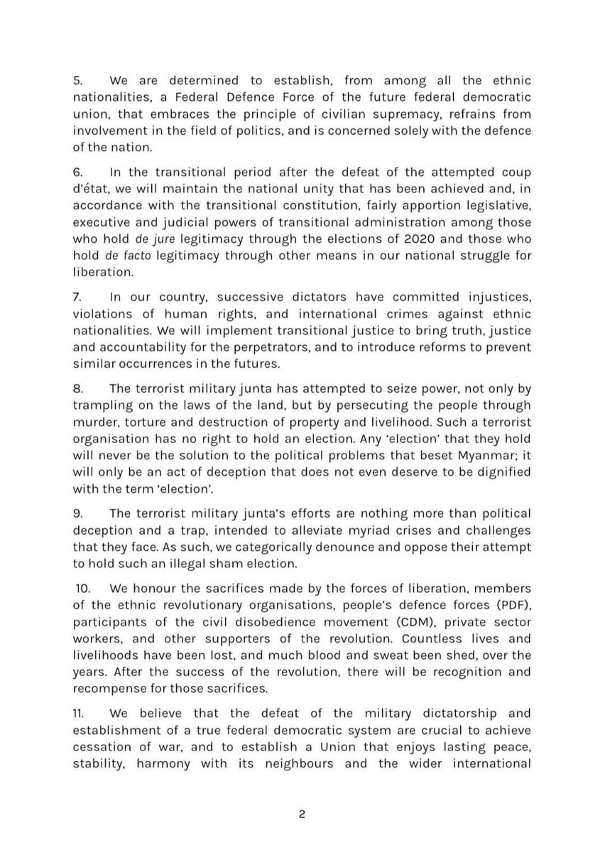 aung_myo_minn's tweet photo. We welcome the 12 points of the “New Year Joint Declaration on the People’s Revolution” by #NUCC and #NUG.
It’s reaffirm our collective engagement to build a better futur and determine our own destiny together. https://t.co/0OCbEvsDtC
