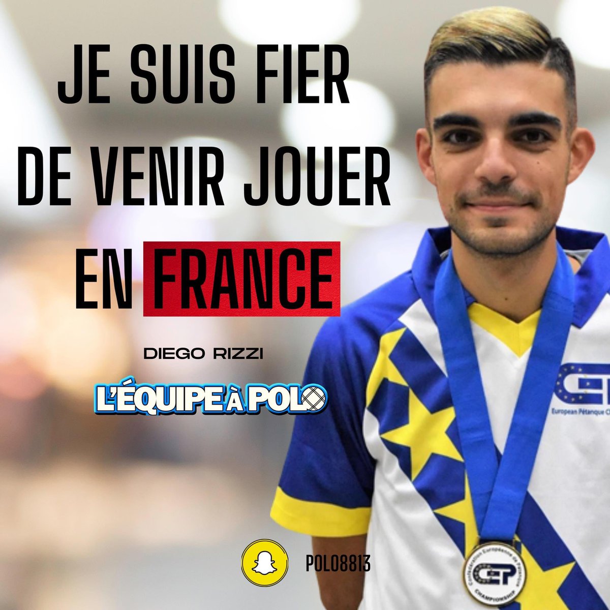 equipe_polo's tweet photo. Diego Rizzi, Champion du Monde, d’Europe et vainqueur des Masters 2022, est officiellement à « Fréjus International Pétanque ». 
Il fera pour la 1ère fois de sa carrière, les championnats en France 🇫🇷 https://t.co/E38F1hFYZL