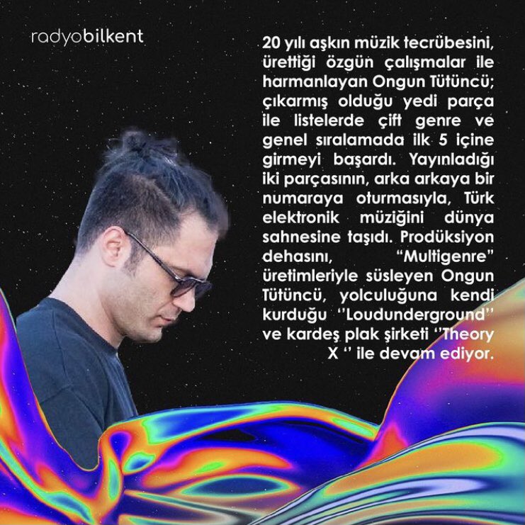 radyobilkent's tweet photo. Elektronik müzik yolcuğunuzu bir kademe yukarı taşıyacak prodüksiyon yarışması #youRBeat’in değerli jüri üyesi Ongun Tütüncü’yü yakından tanıyalım.💥

Başvuru formu ve detaylar profilde! 🎧🪩 https://t.co/ouBCzUJtVu