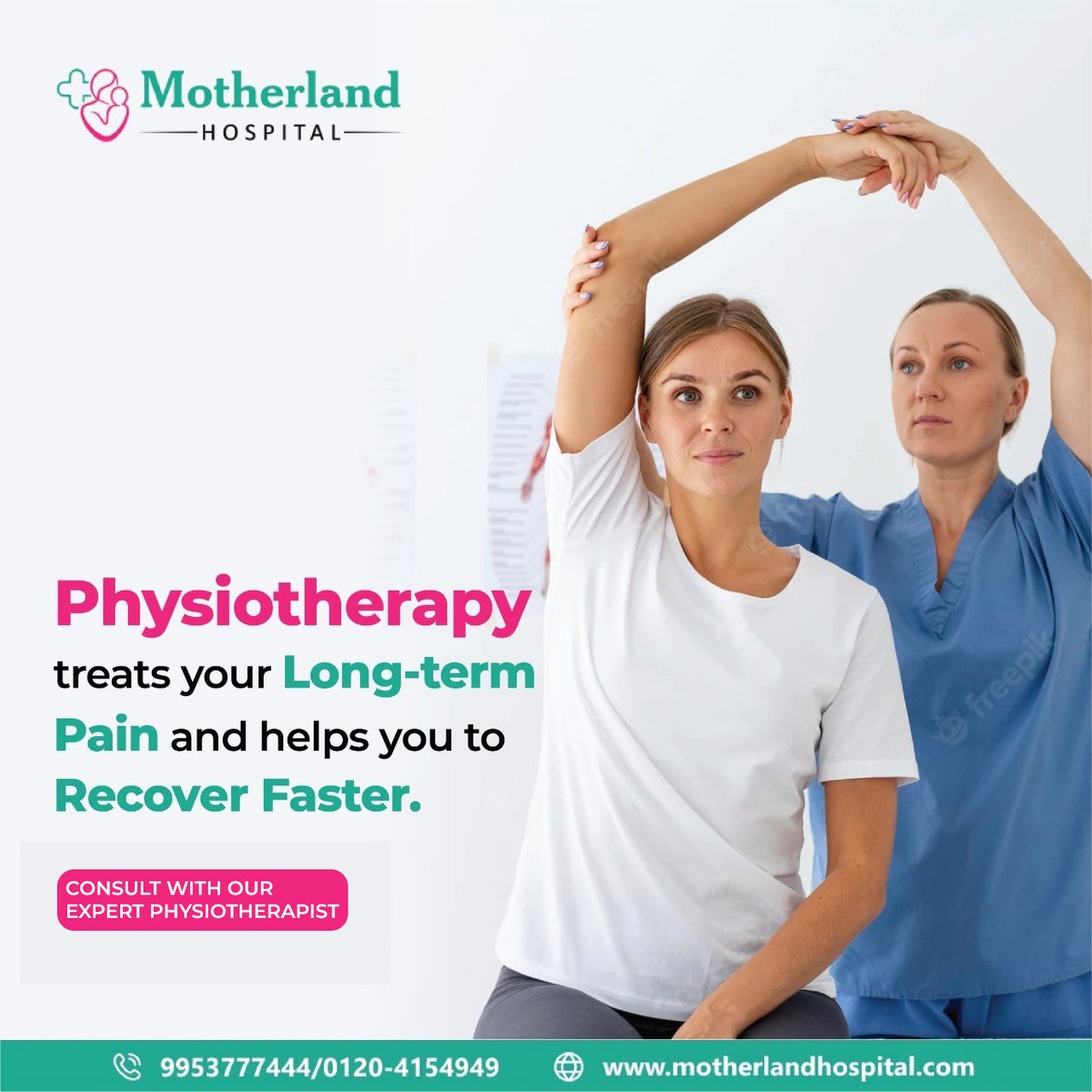 MotherlandIND's tweet image. Have you exhausted all options, and are you still hunting for the best physiotherapists?

We can help you with this.

Contact us for more details on #physiotherapy motherlandhospital.com/physiotherapy/

#motherlandhospital #hospitalnearme #hospitalinNoida #Physiotherapistnearme   #pregnancy
