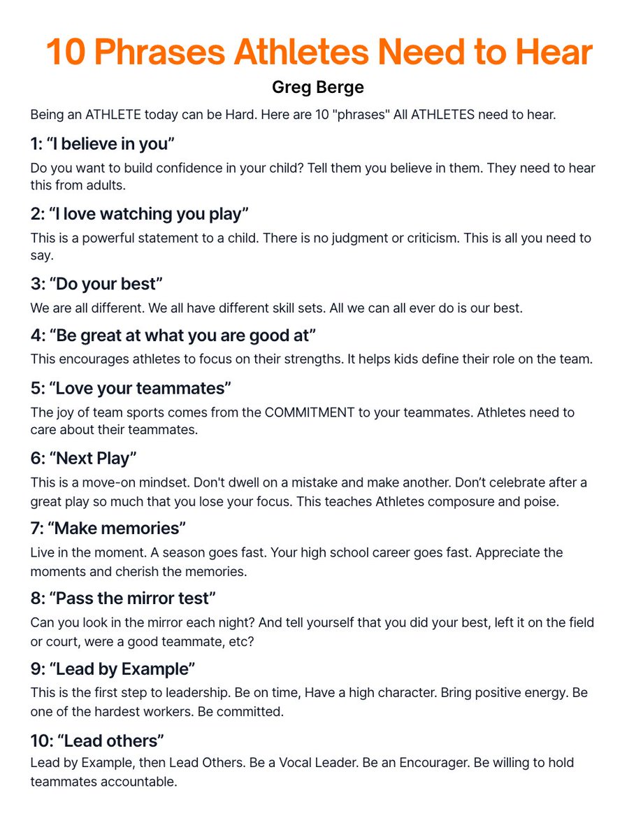 Here are 10 phrases all Athletes need to hear!