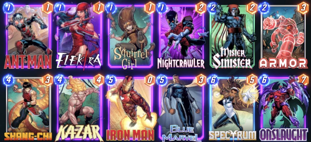 IamTehShadow's tweet photo. Started playing @MARVELSNAP 10 days ago and hit Infinite in about 40 hours of playing CL 291.

This was my deck for the last day (Hulk Smash Location carried me) The tech cards are really cool and clutch in this game :D https://t.co/cj5ckgmrl4