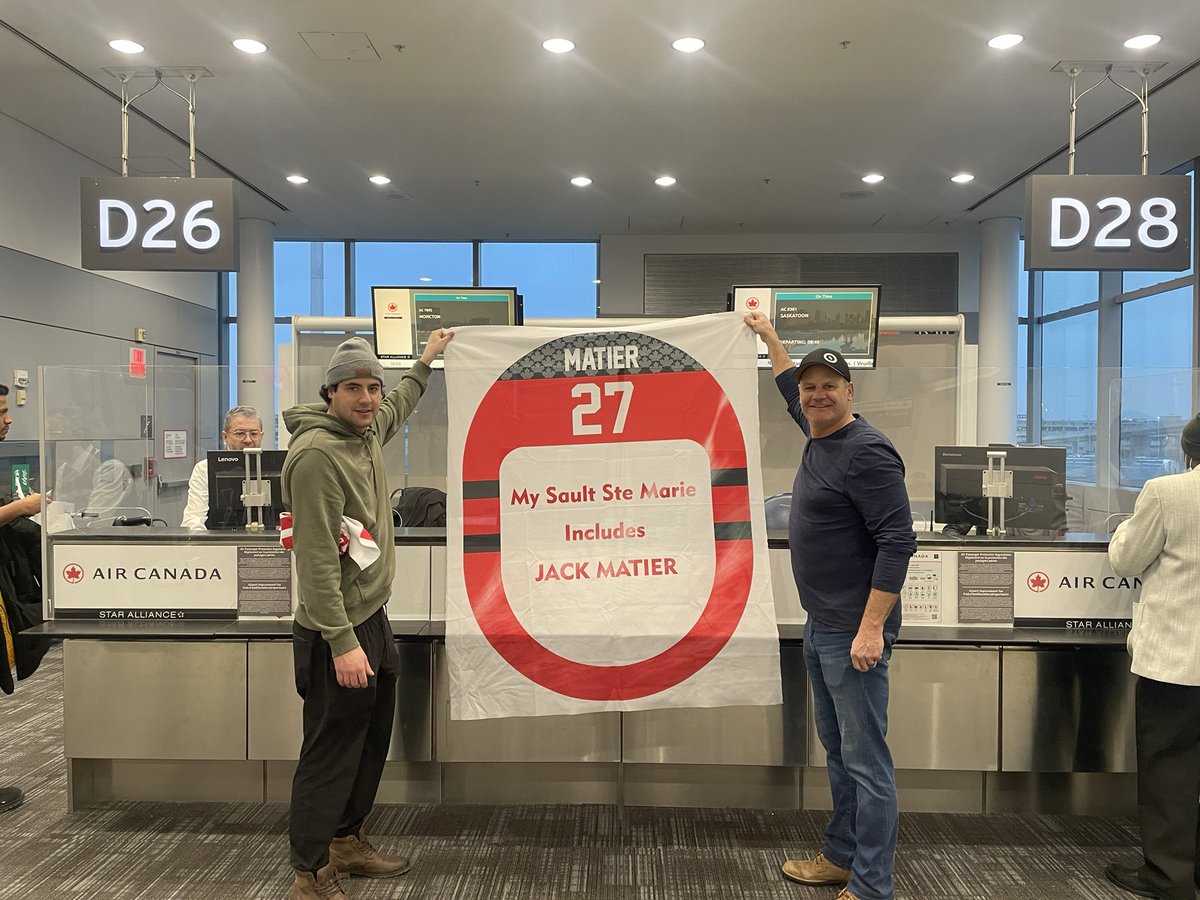 craig_holub's tweet photo. D27 truly describes D-Man Jack Matier, but to have your own boarding Gate at Pearson means it’s GAME DAY @toweltag Never Throw In The Towel. #GoCanadaGo https://t.co/yuJ93MP5iz