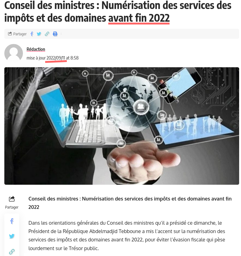 ONAPNT's tweet photo. Ce qu'on vous a promis en 2022:
Tebboune: " Numérisation des services des impôts et des domaines avant fin 2022"
#Promesse_non_tenue https://t.co/d1dc0RAvdY