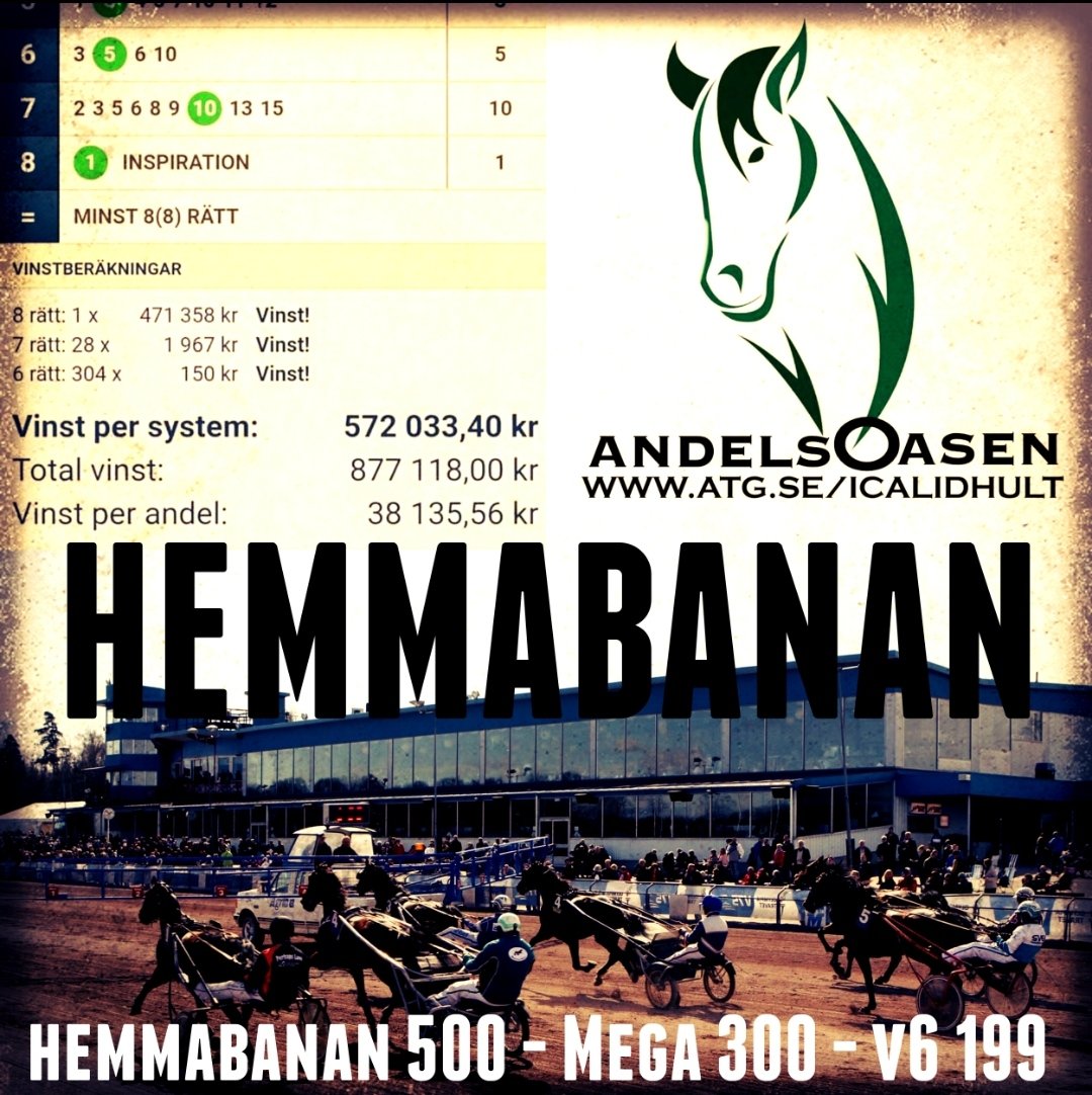 travandelar's tweet image. HEMMAPLAN IKVÄLL, PÅ PLATS!
#V64 #TRAV #ANDEL #ATG

⭐⭐⭐TOBBES HEMMAPLAN V6  500 KR  EXKLUSIVT
atg.se/icalidhult/spe…

⭐⭐⭐TOBBES MEGA  V6 300 KR EXKLUSIVT
atg.se/icalidhult/spe…

⭐⭐⭐TOBBES V6 199 KR EXKLUSIVT 
atg.se/icalidhult/spe…