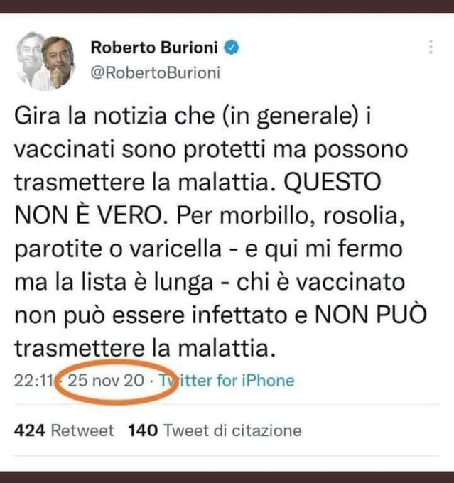 RobertoBurioni's tweet image. I novax sono strani. Stanno diffondendo questo mio post del 25 novembre 2020 che contiene affermazioni corrette al 100% per screditarmi. Secondo me si affidano al fatto che tra di loro nessuno riesce a comprendere un testo scritto e vanno in fiducia tra colleghi somari.