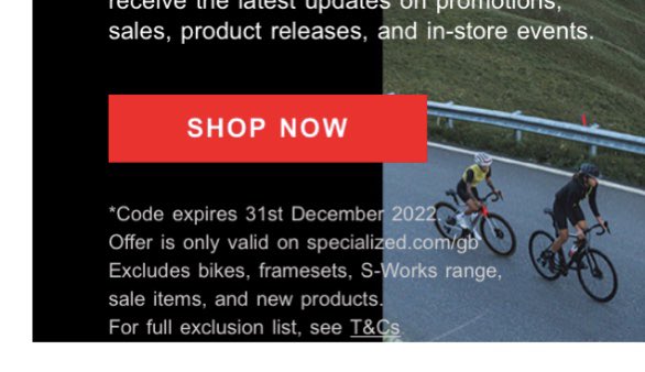 LeonBikewise's tweet photo. @Specialized_UK are just the best 15% off when you subscribe for spam 👍

Email arrives, valid until 31/12/22, marketing dream team 🤦🏻🥂 https://t.co/5zOEjHJ3pN