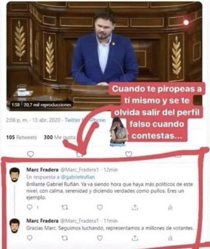 El nivel de frikismo y cutrez de este gobierno y sus secuaces ya había asomado la patita , pero esto ya...
Rufián for president of Frikilandia ...🤦‍♀️