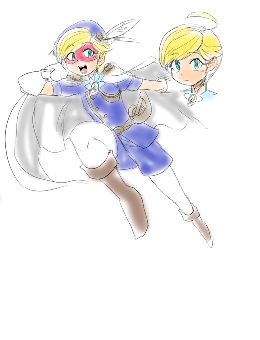 ラフ。どこかの国の王子様が仮面をつけて悪を倒すという感じ。もう少しデザインを練る必要性があるあるある。 