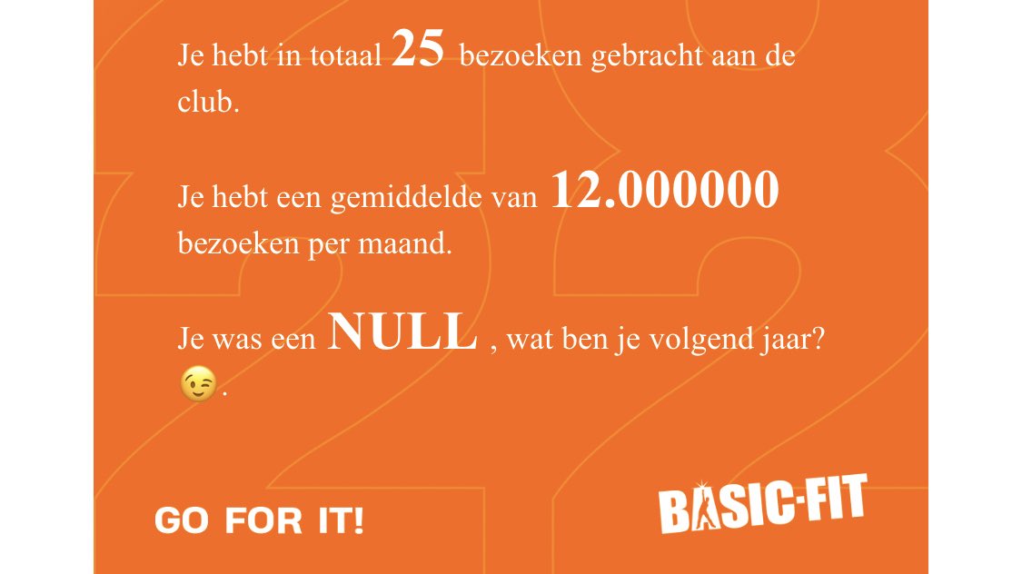 77_mark's tweet photo. @BasicFitNL “Je was een NULL” motiverend! Lat moet ook niet te hoog hè. 😂 https://t.co/D7pkUIu86f