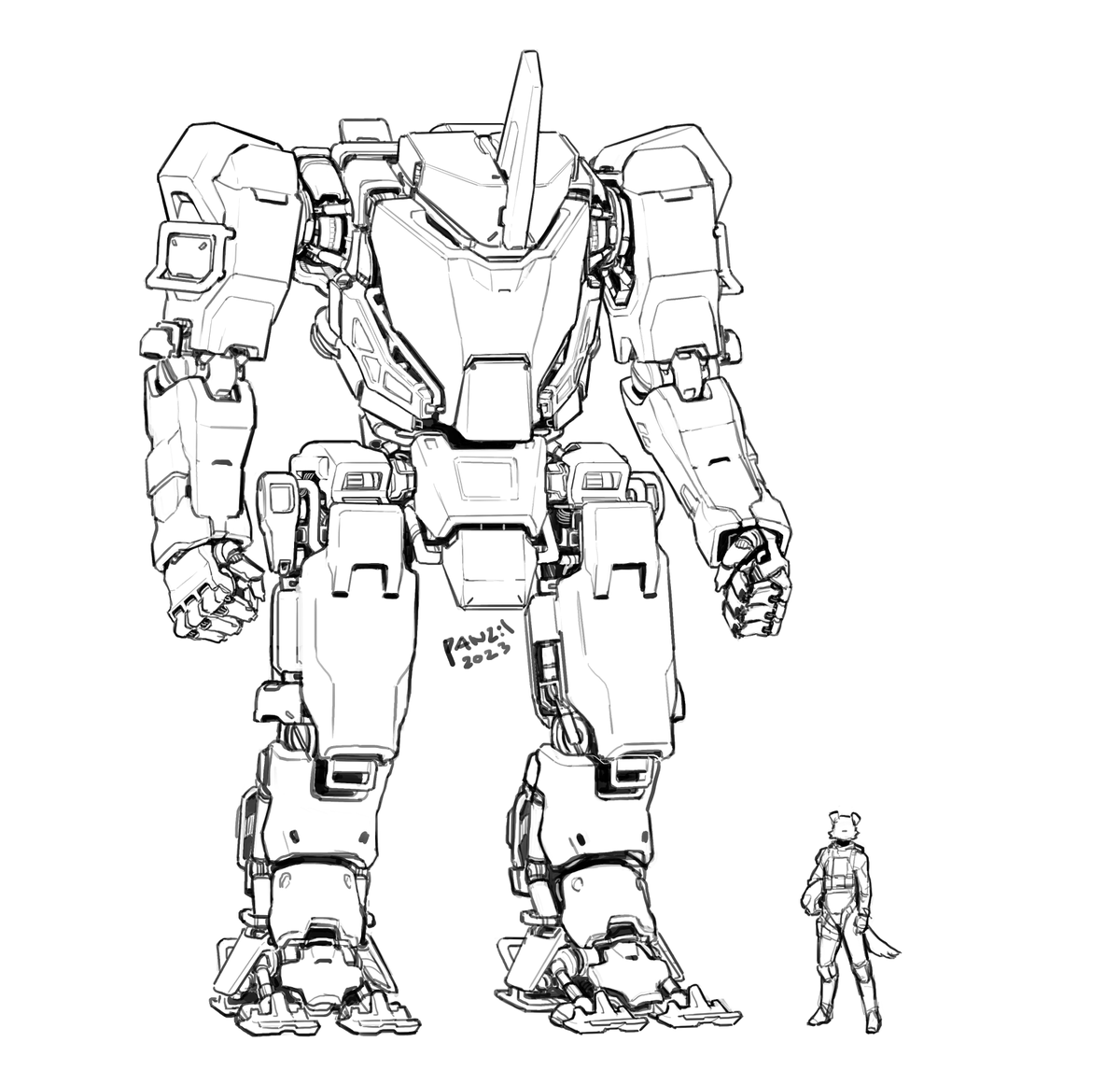 Panzery25's tweet image. Decaline Dynamics RHN 'Rhino'

Praised for it's ruggedness and reliability, RHN model features superior integrated sensors. Stock models can be equipped with assault rifles, hand cannons, and ballistic shields. In addition, the model comes with combat fists for melee capability.