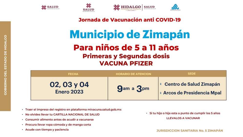 PrestacionSSH's tweet photo. 🚨 AVISO IMPORTANTE
La campaña intensiva de vacunación contra el #COVID19 en niñas y niños de 5 a 11 años, por parte del personal de la Jurisdiccion Zimapan sigue con su labor de proteger a todas y todos. 1ra y 2da dosis así como niños rezagados.
#PrimeroTuSalud 
#PrimeroElPueblo https://t.co/2eR1zOBLg9