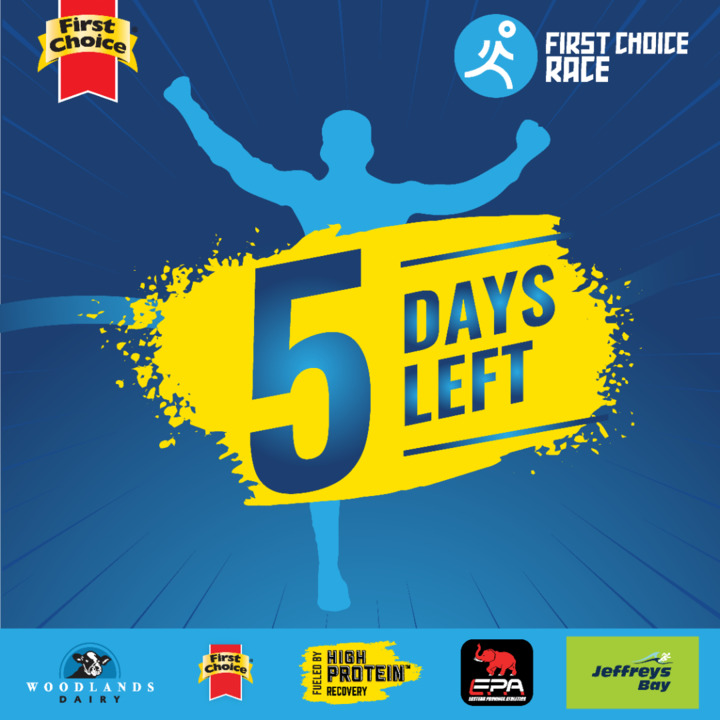 Only 5 DAYS to go to #PushPastPossible at the 20th annual #FirstChoiceRace2023!  

The race is held under the rules of Athletic SA & EPA.