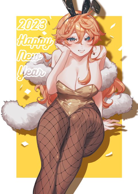 縁起ヨシ金ピカバニー描き初め
女体化 