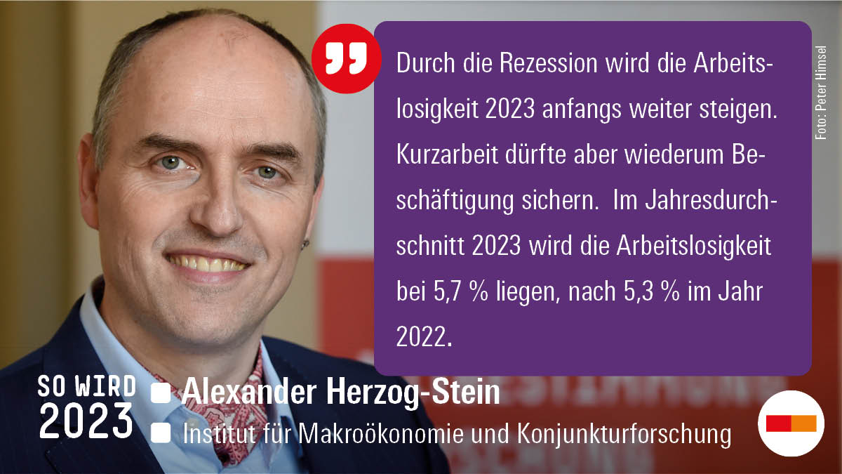 Wird die Rezession 2023 zu einem spürbaren Anstieg der Arbeitslosigkeit führen, @HerzogStein? Die Wirtschaftsprognosen unserer @IMKFlash -Expert:innen für #2023: imk-boeckler.de/de/imk-so-wird… #SoWird2023