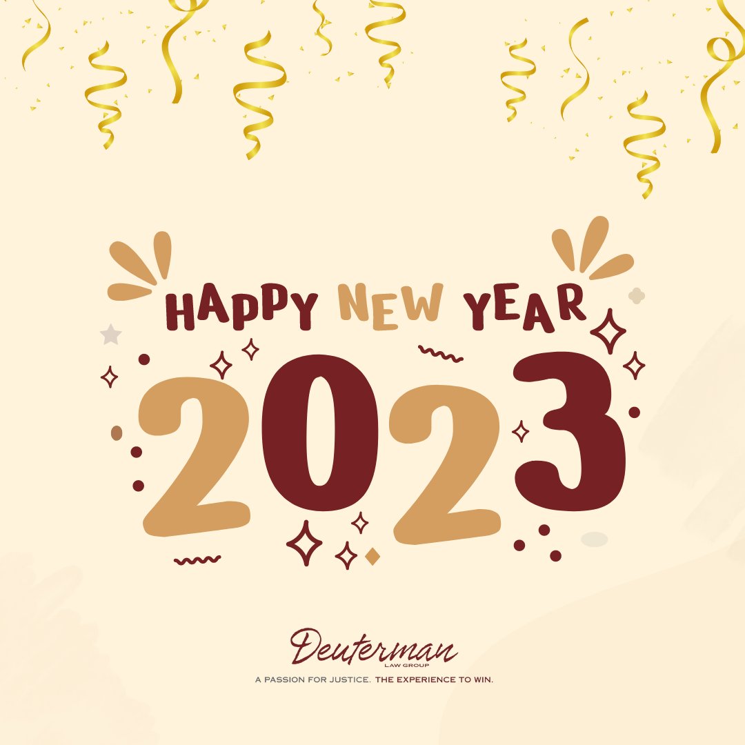 deutermanlaw's tweet photo. We would like to wish you and your family a safe and happy new year. Thank you for choosing the Deuterman Team in 2022! We look forward to serving you in 2023! 🎉

Our office will be closed today, January 2, for the New Year holiday. https://t.co/jOlJeQ58Da