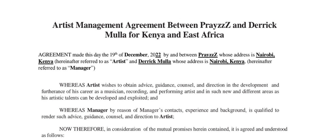 Thank you @iamPrayzzZ for trusting me this much to be your manager and handling your music career in Kenya and East Africa. Let's make more music and more money in 2023!!! #artistmanager
