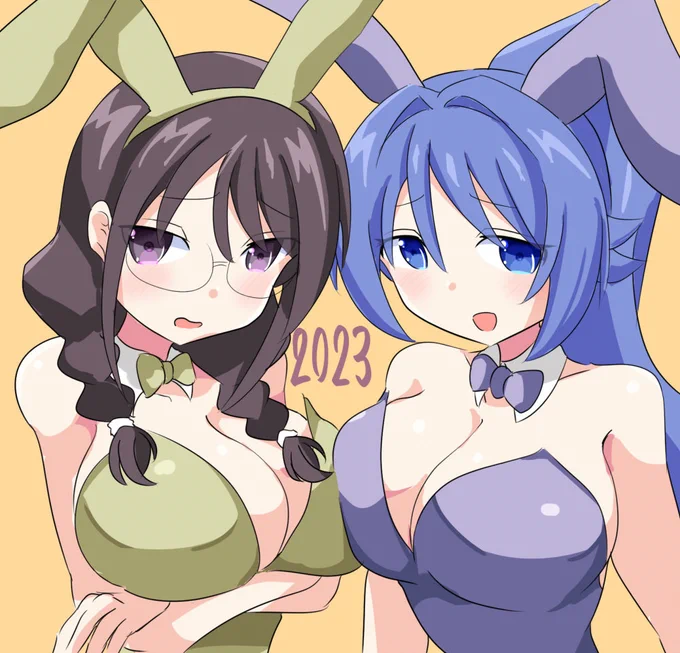 あけましておめでとうございます。ってことでふし研の高浜さんとことね部長を描きました 今年もよろしくお願いします。 …ウサギ年ってイイですねぇ～ 