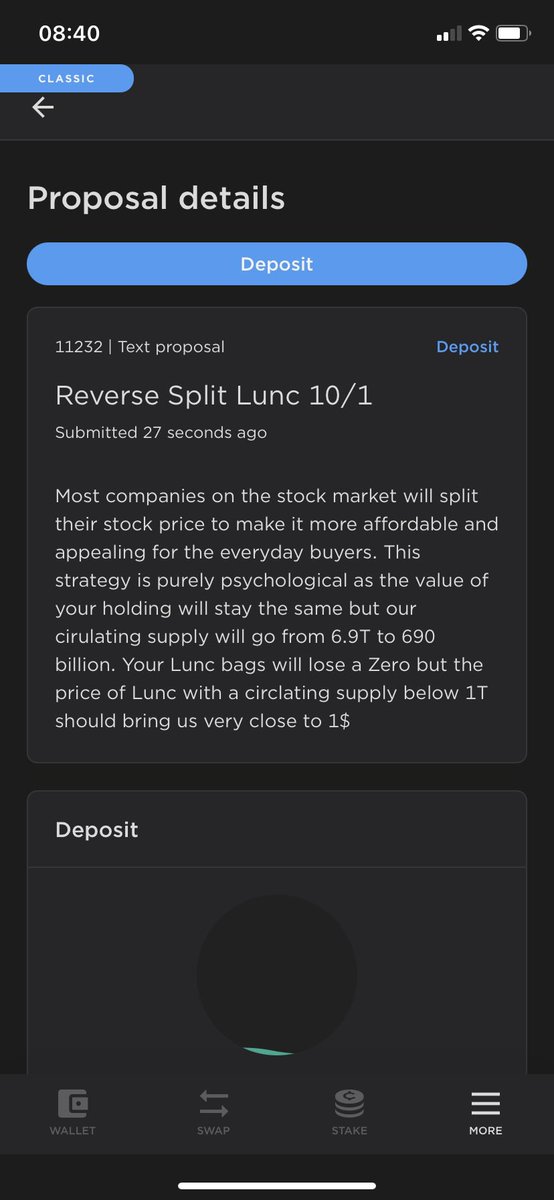 Proposal to reverse split 10/1 #lunc #LUNCcommunity reduce supply to 690b this would reduce your lunc bags by 10x  wouldnt effect your value of holdings but would be purely psychological marketing strategy. 680B in circulation would bring us very close to 1$. Thoughts?