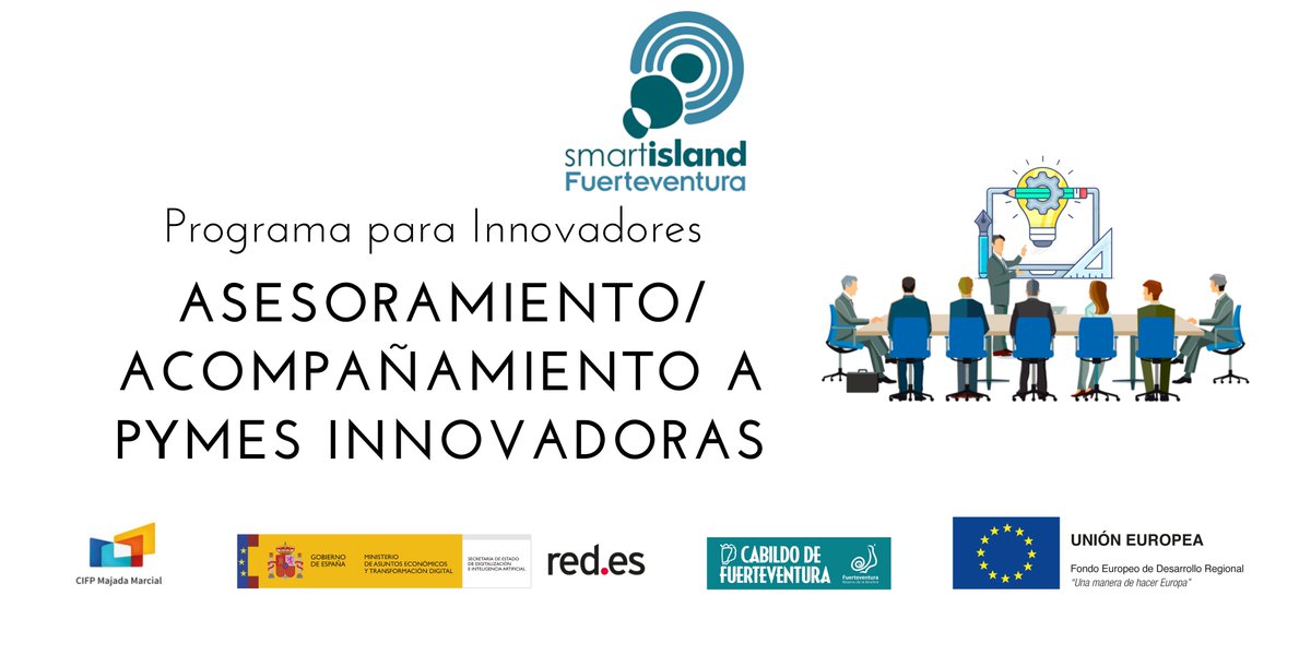 Desde del programa Fuerteventura Innovadora te invitamos a inscribirte en la actividad de asesoramiento y acompañamiento de PYMES. Para más información e inscripciones aquí-> bit.ly/3G8fOek 

<a href="/CabildoFTV/">Cabildo de Fuerteventura</a> #fuerteventuraemprende #fuertenventuraopenisland <a href="/Innovalia_group/">Innovalia Group</a>