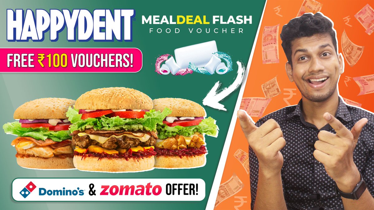 DekhReview's tweet photo. ๐ FREE Zomato Dominos Food Order - Happydent MealDeal Offer - Happydent FREE Zomato Dominos Vouchers | @DekhReview
Link : https://t.co/0xKxczcC28
Like, Share & Subscribe โค๏ธโค๏ธ
#happydent #zomato #zomatofreefood #zomatofreefoodorder #dominos #dominospizza #cashback #discount https://t.co/p7RvuiTzag