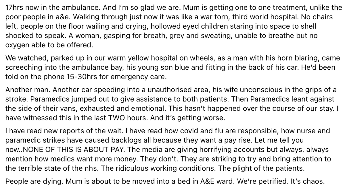 From a friend on FB (an actual real-life friend). I thought I understood how bad things were in the NHS... I really really didn't. It's in a critical condition. #SaveOurNHS #nurses  #doctors #NHSCrisis #nhsisbroken #NHSWorkersNeedAPayrise