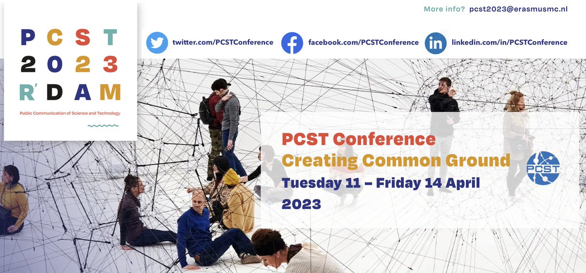 Are you getting ready for #PCST2023 in Rotterdam in April? Make sure you follow the conference <a href="/PcsTconference/">PCSTconference</a>, on Facebook (facebook.com/PCSTConference) and LinkedIn (linkedin.com/in/pcstconfere…) so you don't miss any updates. And please register at pcst2023.nl/registration-c… #SciComm