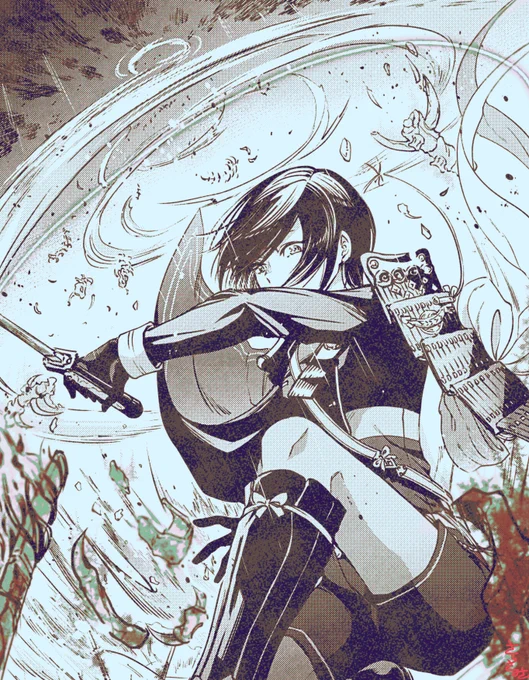 モノクロ絵に再生紙加工印刷セットで加工したイラストもいい感じになる・・!! 