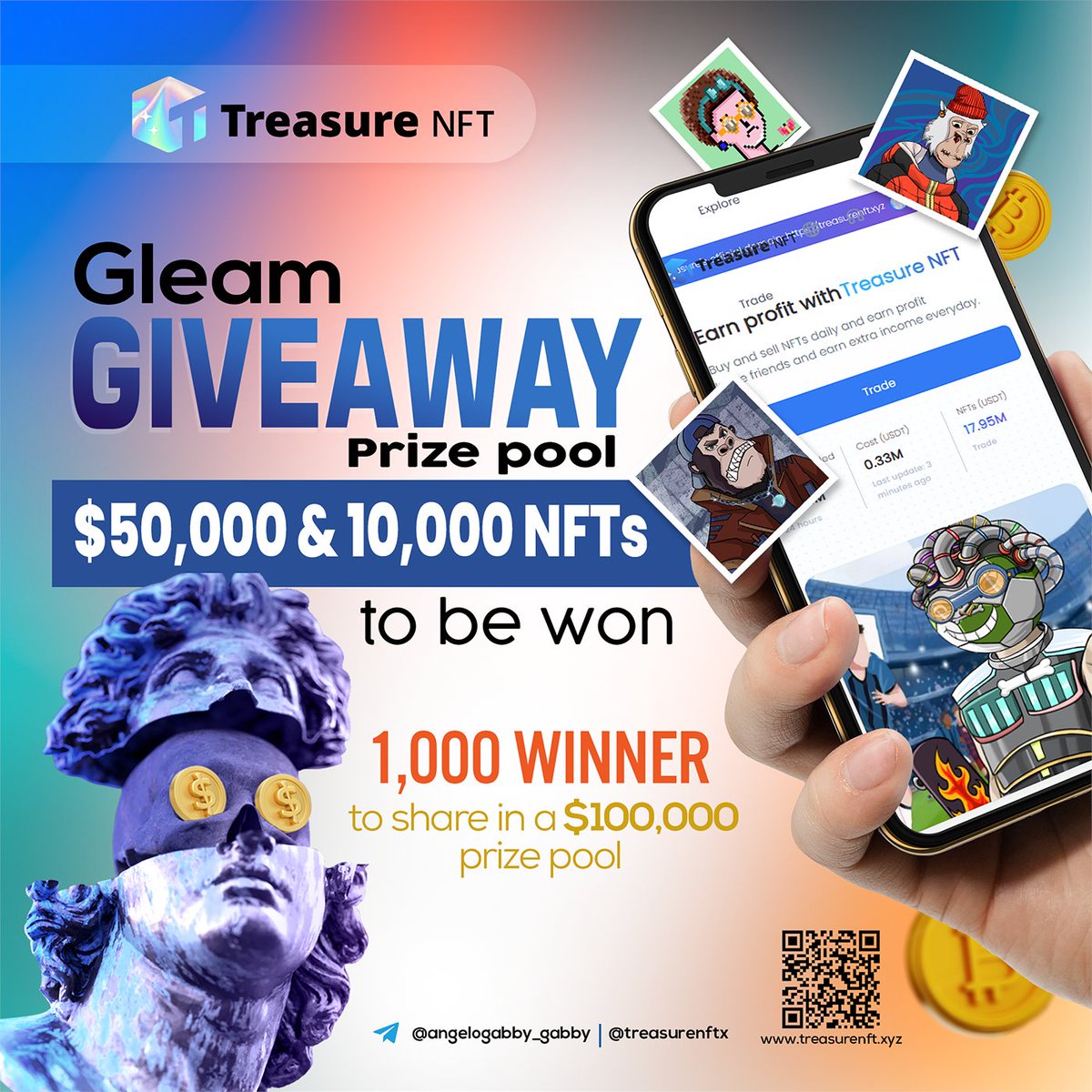 Gleam Giveaway!!!!! 🚨🚨🚨🚨🚨🚨

$100,000 to be won in prize pool - 1,000 winners💸

ENTER TO WIN👉 tinyurl.com/2prm58ta

Its not over until you WIN!!!

#Gleam #NftGame #NFTGiveaways #DAOs #NFTshill