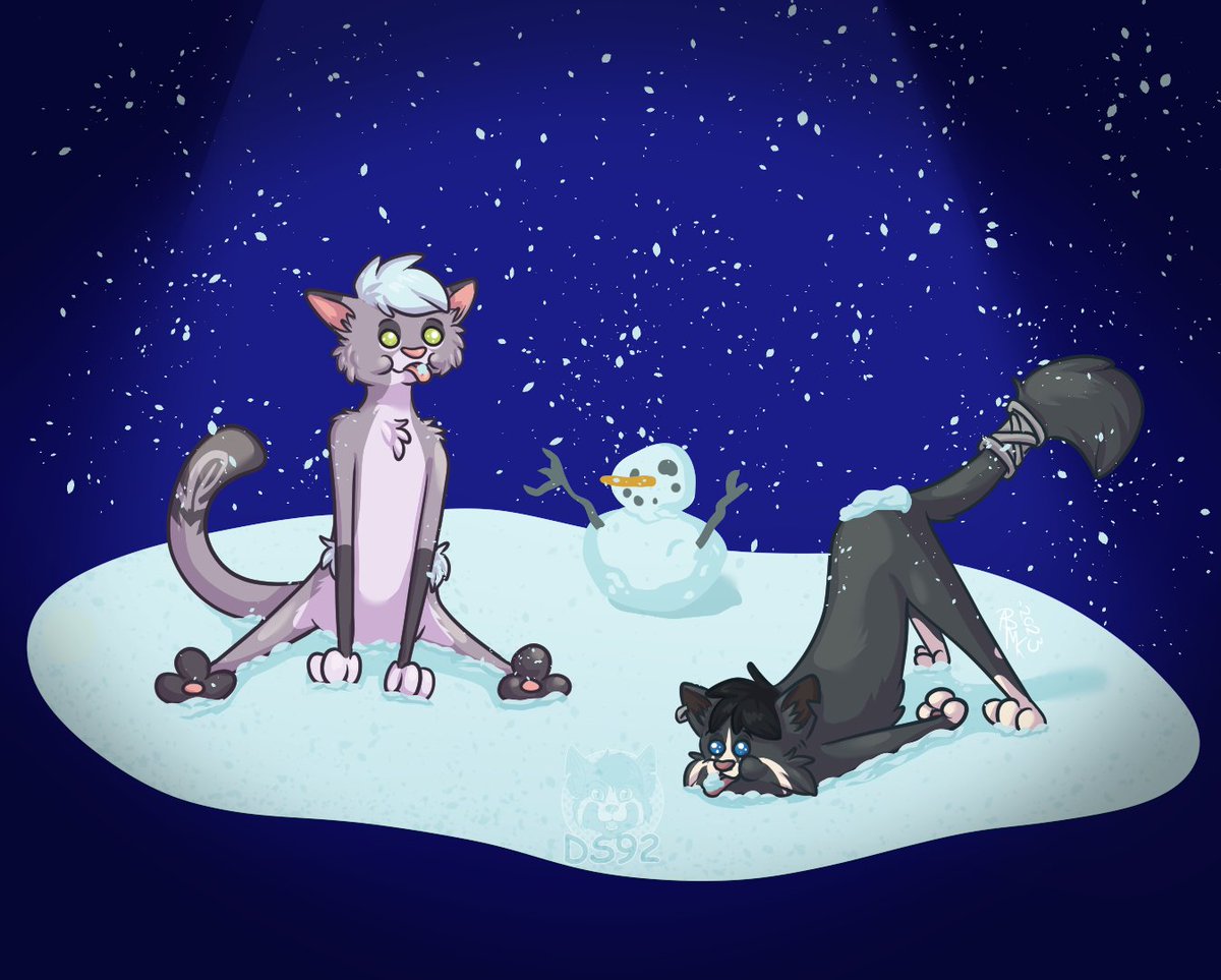 I had a chat with @MithmeoiArt yesterday and ended up doodling GK and Darky being derpy in the snow :) I decided to just roll with it and ended up with this little thing.