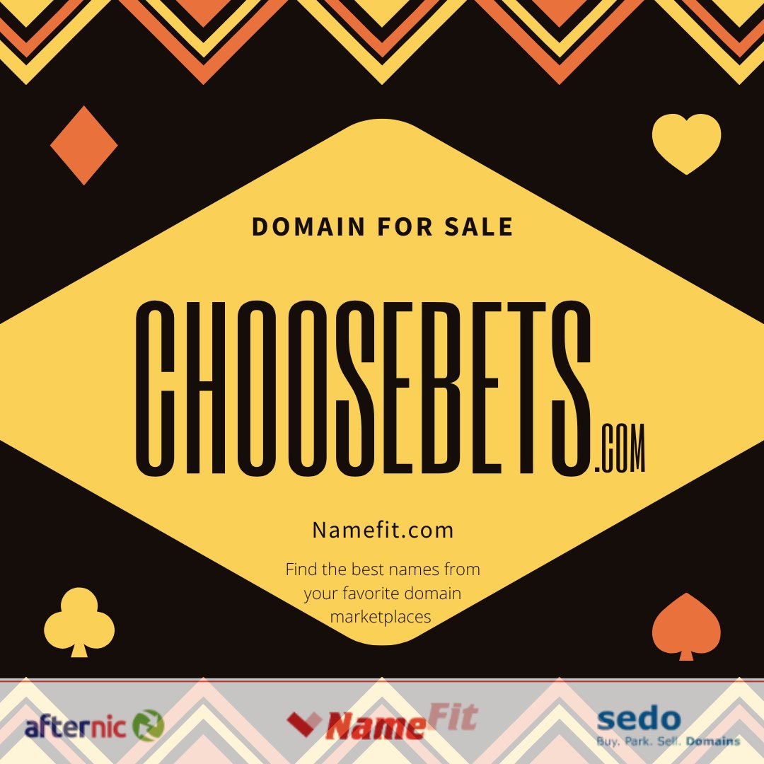 NFitSi's tweet photo. The perfect #domains for #sports #betting & #online #gambling! ♠️
#BetQuick #AcceptBets #ChooseBets are for #sale at: https://t.co/iIdk2PwB0G with over 400 #BET #DomainNameForSale
#gaming #casino #domainsale #domain #domainname #domainnameS #web3 #namefit #buynow #ad #BUY https://t.co/rWS4iGakEQ