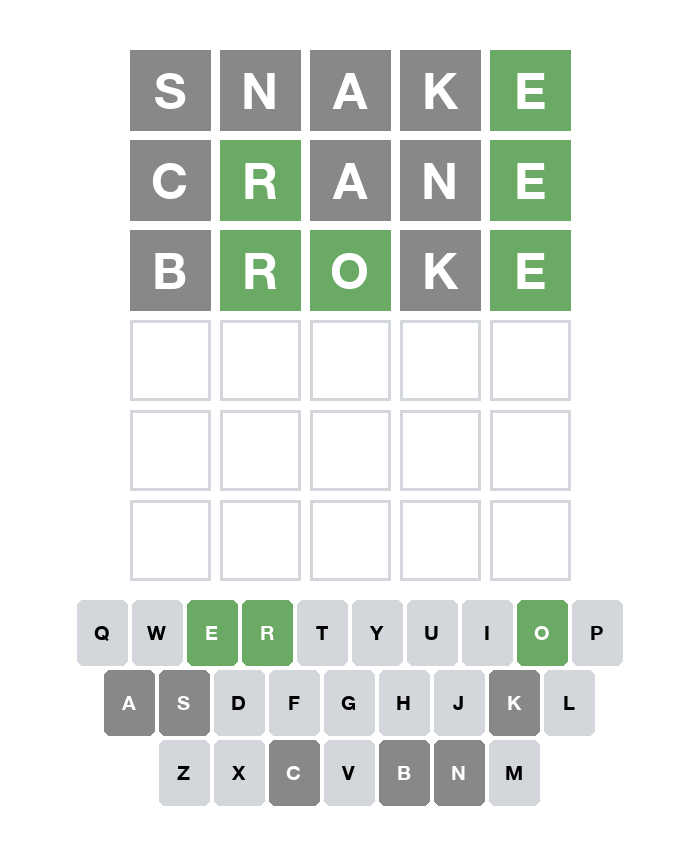 wordle_io's tweet photo. @friesneverdies Guess 3/6: https://t.co/lEVQLjBdqJ