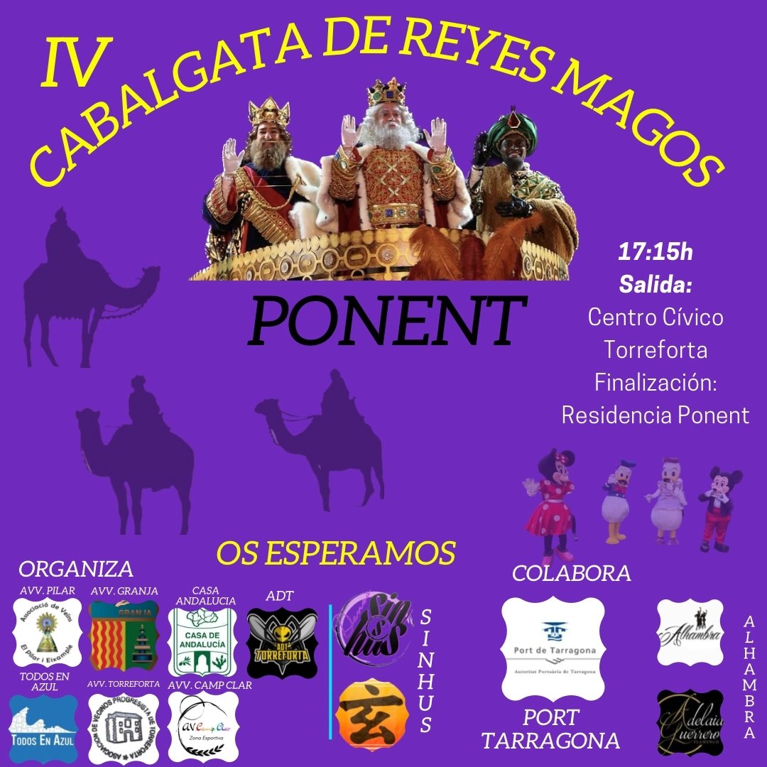 AVCampClar's tweet photo. 🚨🚨🚨 Veïnat: Us informem/recordem que tornem a formar part com cada any de la Cavalcada de Reigs Mags d'Orient! Sortida desde centre Civic torreforta. Ve carregada de caramels i Dels vostres regals!!🎁🎁🎁 #cavalcadaponent #somponent #somcampclar https://t.co/vbUxLYKiK9
