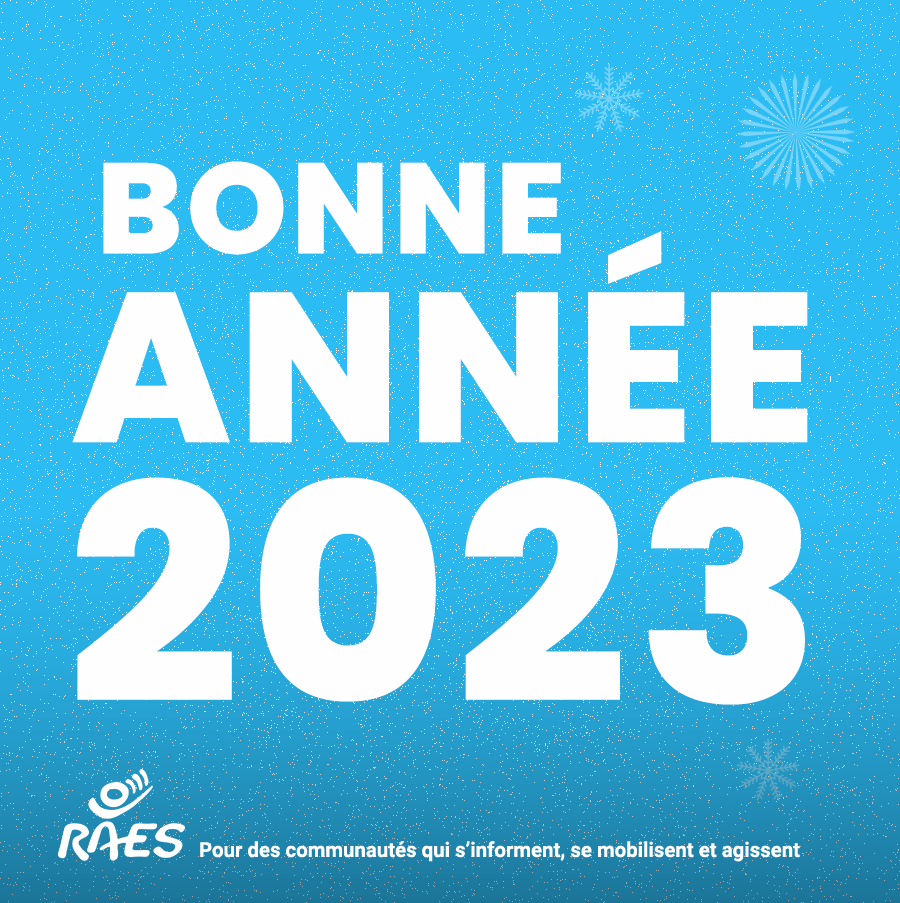 ONG RAES (@ong_raes) on Twitter photo Pour cette nouvelle année #2023 , nous souhaitons qu’une pleine réussite couronne toutes vos ambitions et nos activités. Une année porteuse de multiples opportunités pour mieux intervenir auprès des communautés . 🎉 Pour cette nouvelle année #2023 , nous souhaitons qu’une pleine réussite couronne toutes vos ambitions et nos activités. Une année porteuse de multiples opportunités pour mieux intervenir auprès des communautés . 🎉