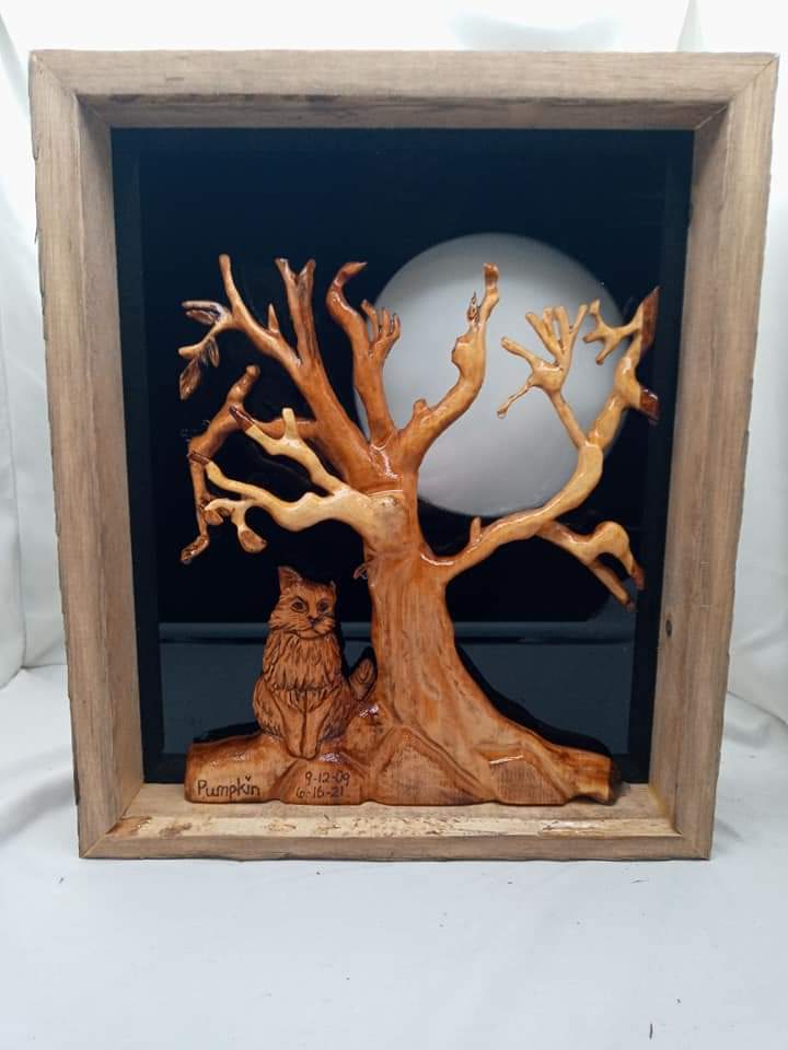 KLCARVINGS's tweet photo. In Memory of Punkin
Shadow Box Wood Carvings
#klcarvings #woodcarver #handmade #woodcarvings  #customorder #memorybox #pets #memories #CatsOfTwitter #catsofinstagram #shadowboxes #personalize #ordernow #dremel https://t.co/RaJbl9Tfjc