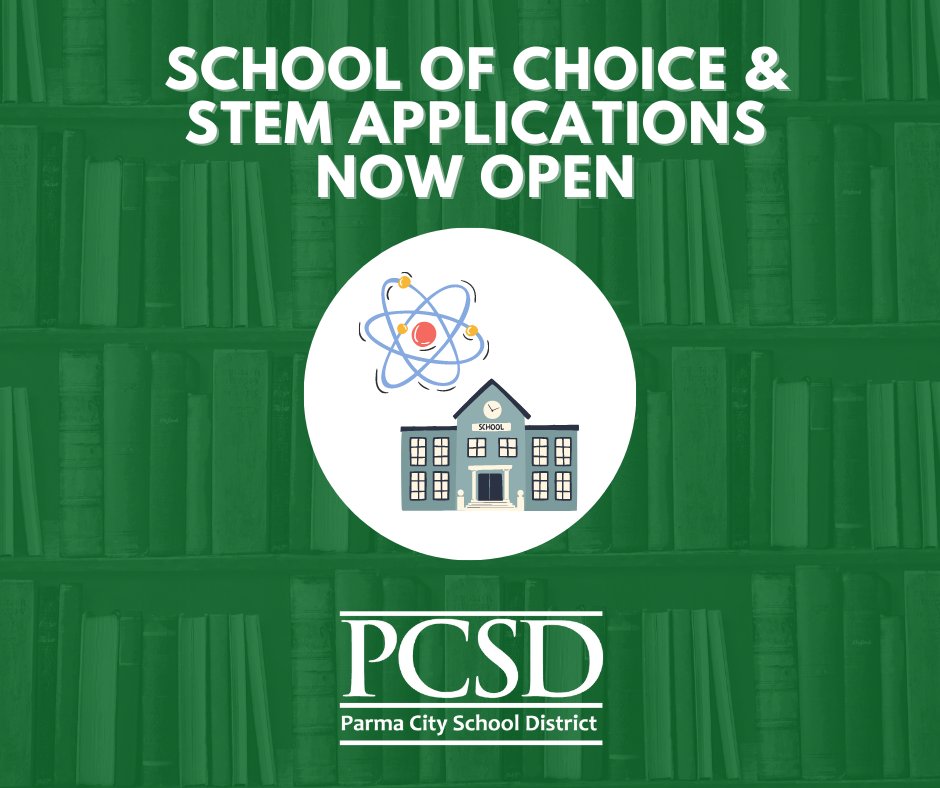 School of Choice Application is now open: parmacityschools.org/Page/8081
STEM Application is now open: parmacityschools.org/Page/8875