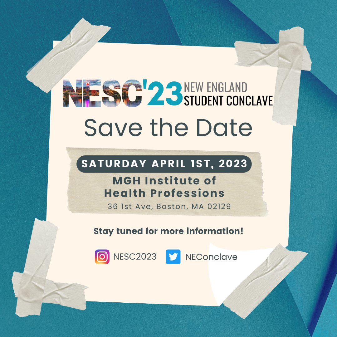 PT and PTA students attending school in VT, NH, ME, MA, CT, RI - mark your calendar for this event. A variety of presentations and networking opportunities are in the works.  Location is within walking distance from the train. <a href="/NEConclave/">New England Student Conclave</a>