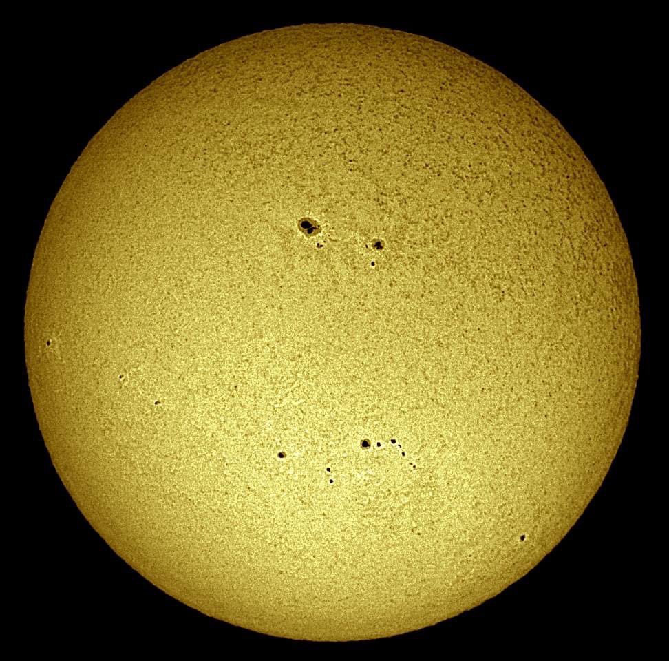 My first stacked image of the #Sun using the <a href="/LuntSolar/">Lunt Solar Systems</a> 80mm and the @zwoasi Mono Cam edited with <a href="/LynkeosTech/">Lynkeos Technology</a> &amp; <a href="/AppleEDU/">Apple Education</a> Mac Preview (Add Colour). With Interesting Sun Spot activity! #SolarAstromony #Astrophotography