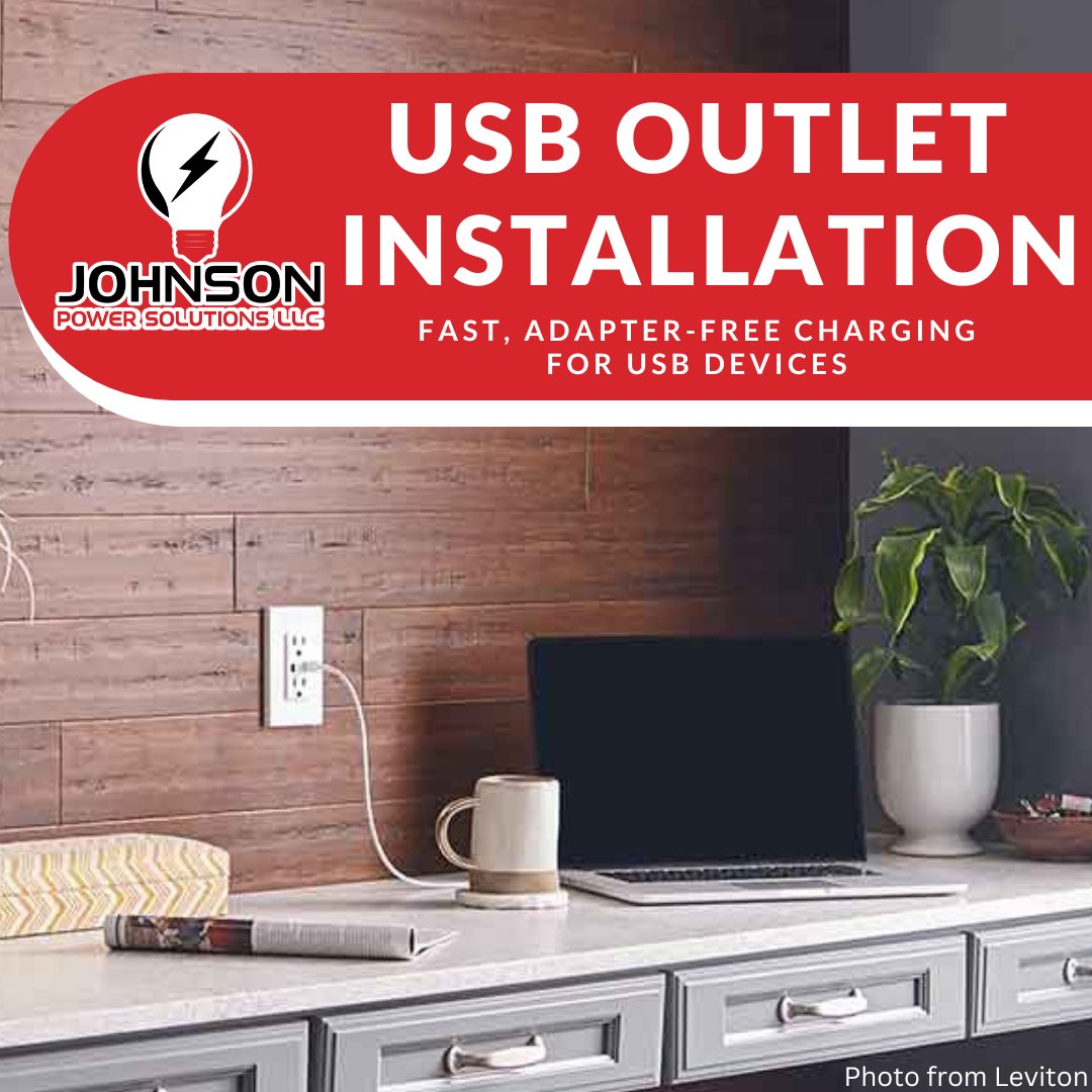 JohnsonPowerAir's tweet image. Looking to charge your devices more conveniently? Call us to install modern USB outlets in your home or business for fast, adapter-free charging. They are especially convenient when installed near a desk or nightstand. #electrician #usboutlets #modernhome #levitonoutlets