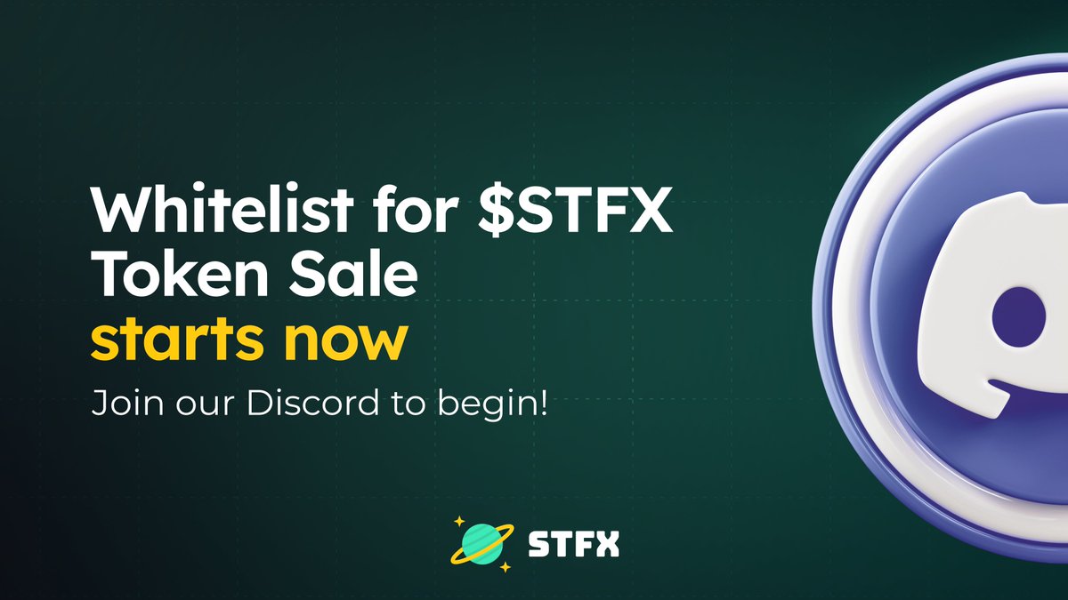 STFX_IO's tweet photo. Whitelist for $STFX Token Sale is live 🚨

Secure your whitelist spot now ⏳ https://t.co/NiVTeOBsQ3