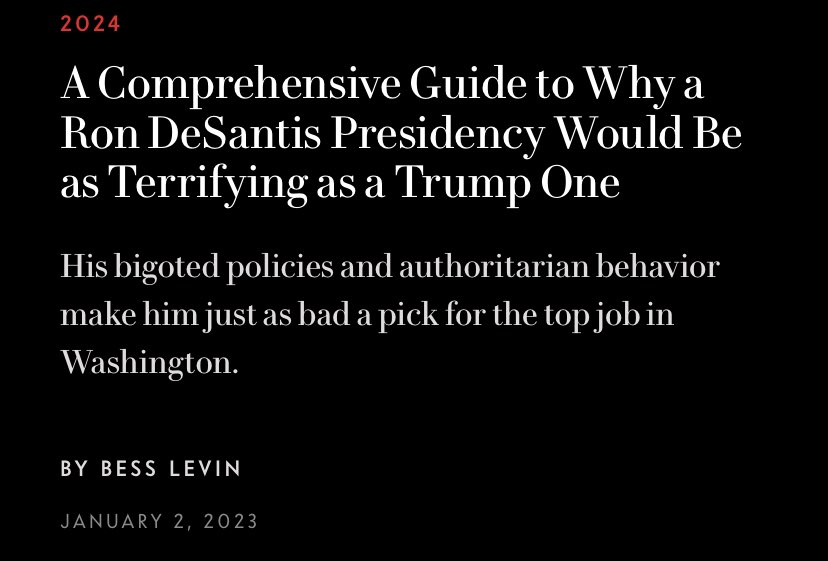 “People are starting to get bored of us Bess, what should we do?”
“LeTs tRy tHiS”

People’s respect for journalists has plummeted. Cmon <a href="/VanityFair/">VANITY FAIR</a> , do better.