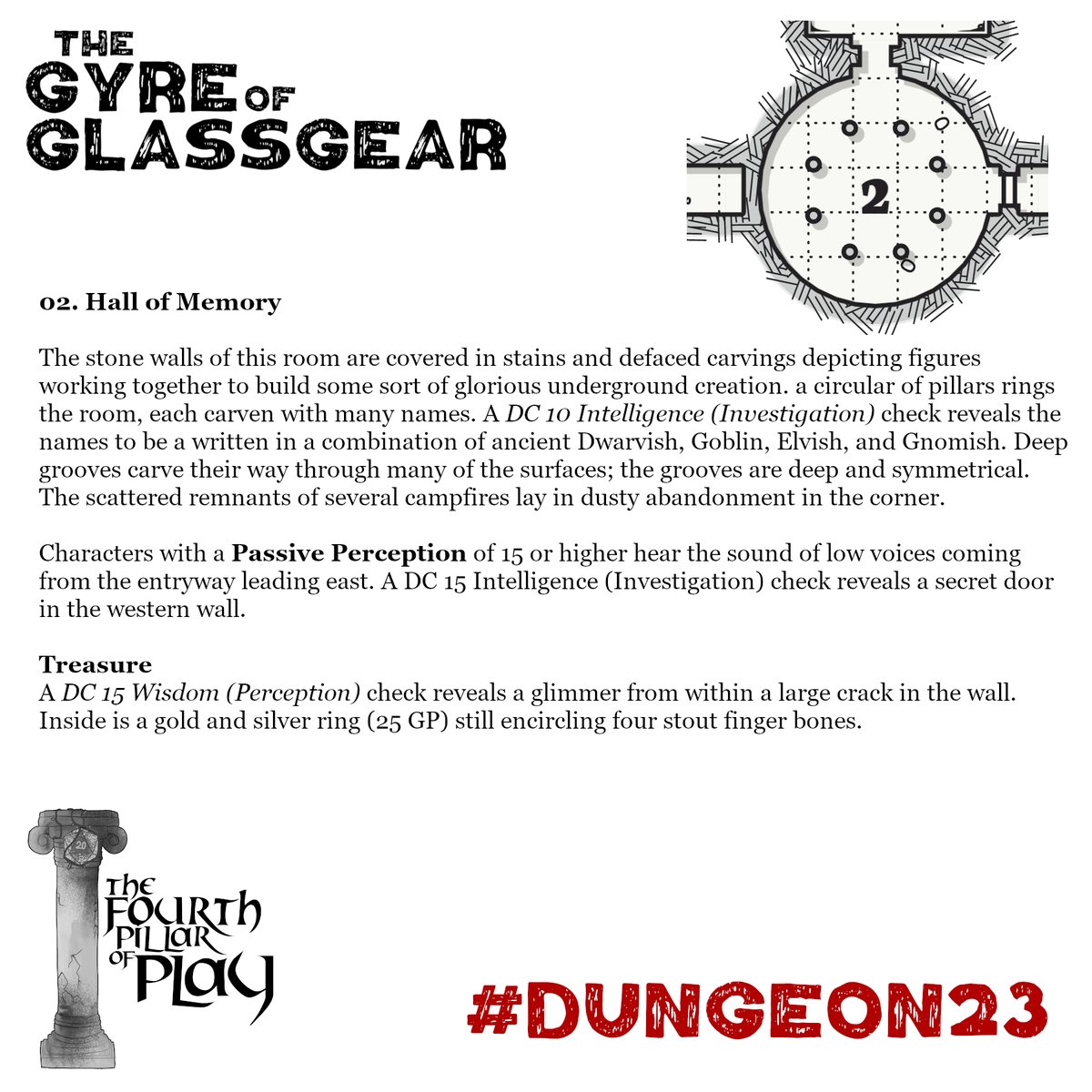 Day 2 of #dungeon23 -- a thank you to <a href="/MTBlack2567/">M.T. Black Games</a> for the idea of checking out "The Perilous Wilds" from Lampblack &amp; Brimstone for use in the project! #dungeonsanddragons #dnd #gamedesign

We also have an episode out today!
player.captivate.fm/episode/6a7118…