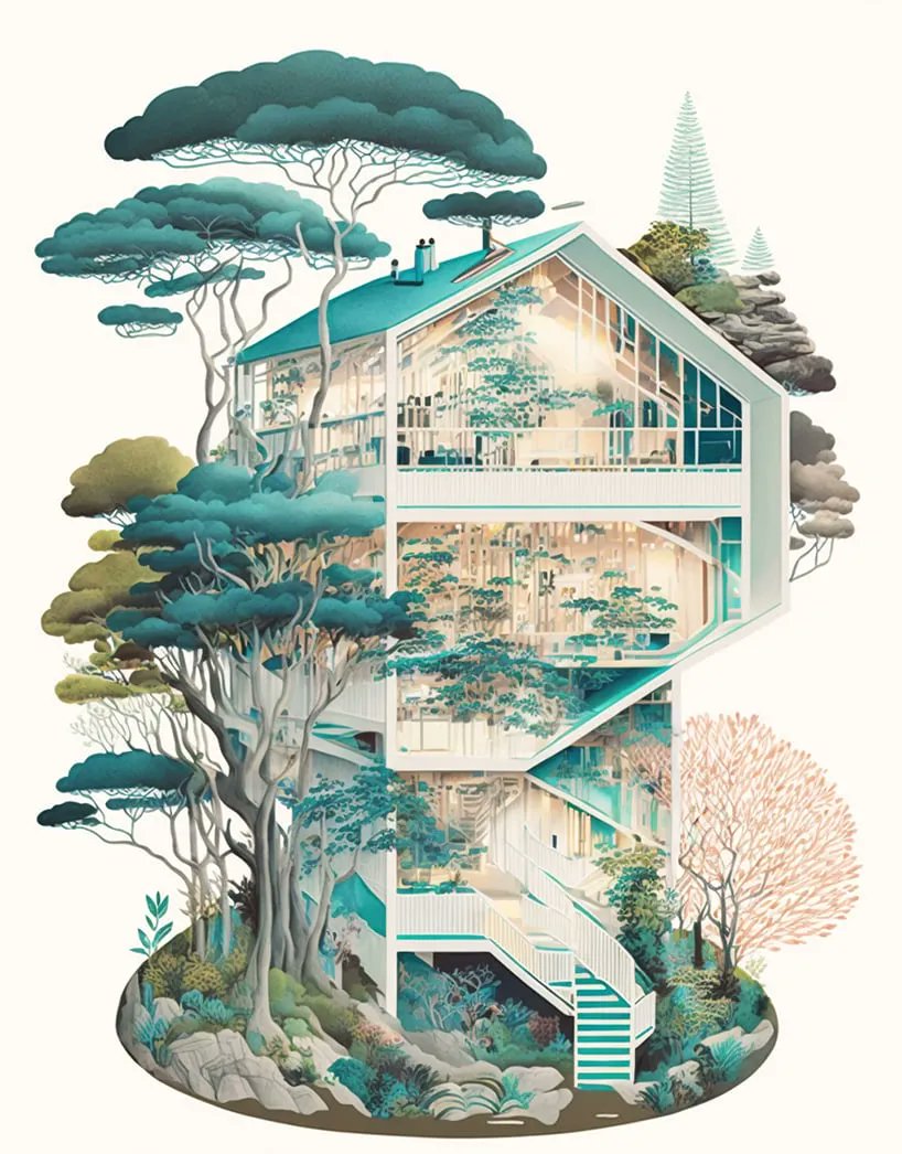 designboom's tweet photo. 'synthetic architectural dreams' explores the revolutionary future of AI-generated design https://t.co/RNMT7fJZJA https://t.co/mLEuNyuBK3