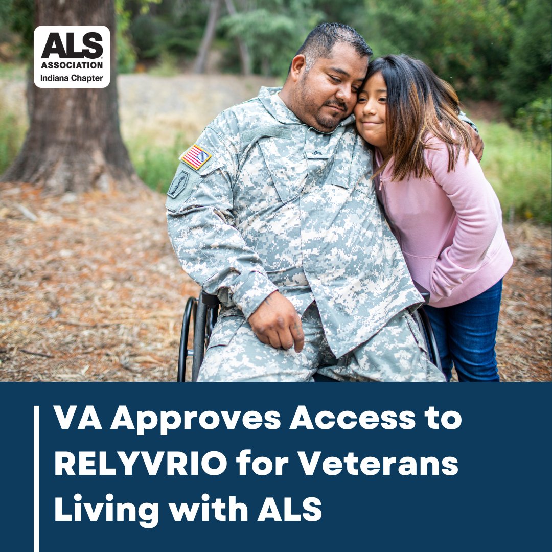 ALSAIndiana's tweet photo. The US department of #Veteran Affairs has approved to cover RELYVRIO, the new drug recently approved by the FDA to treat ALS. #Veterans living with #ALS will now have access to RELYVRIO through their VA benefits.

Read more here ➡️ https://t.co/PR9txngqPY

#whateverittakes https://t.co/8dstz0KLms