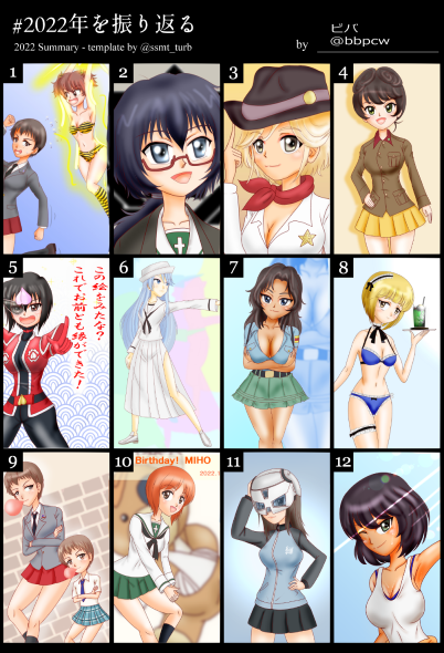 テンプレお借りして昨年の振り返りです
ちょいちょい流行ネタに乗ってますねw
#2022年の絵を振り返る 
#ガルパン 